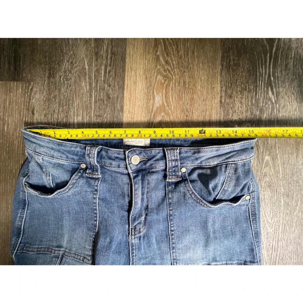 Altar'd State Cargo Jeans Womens 31 Blue Excellent Medium Wash Utility‎ Straight